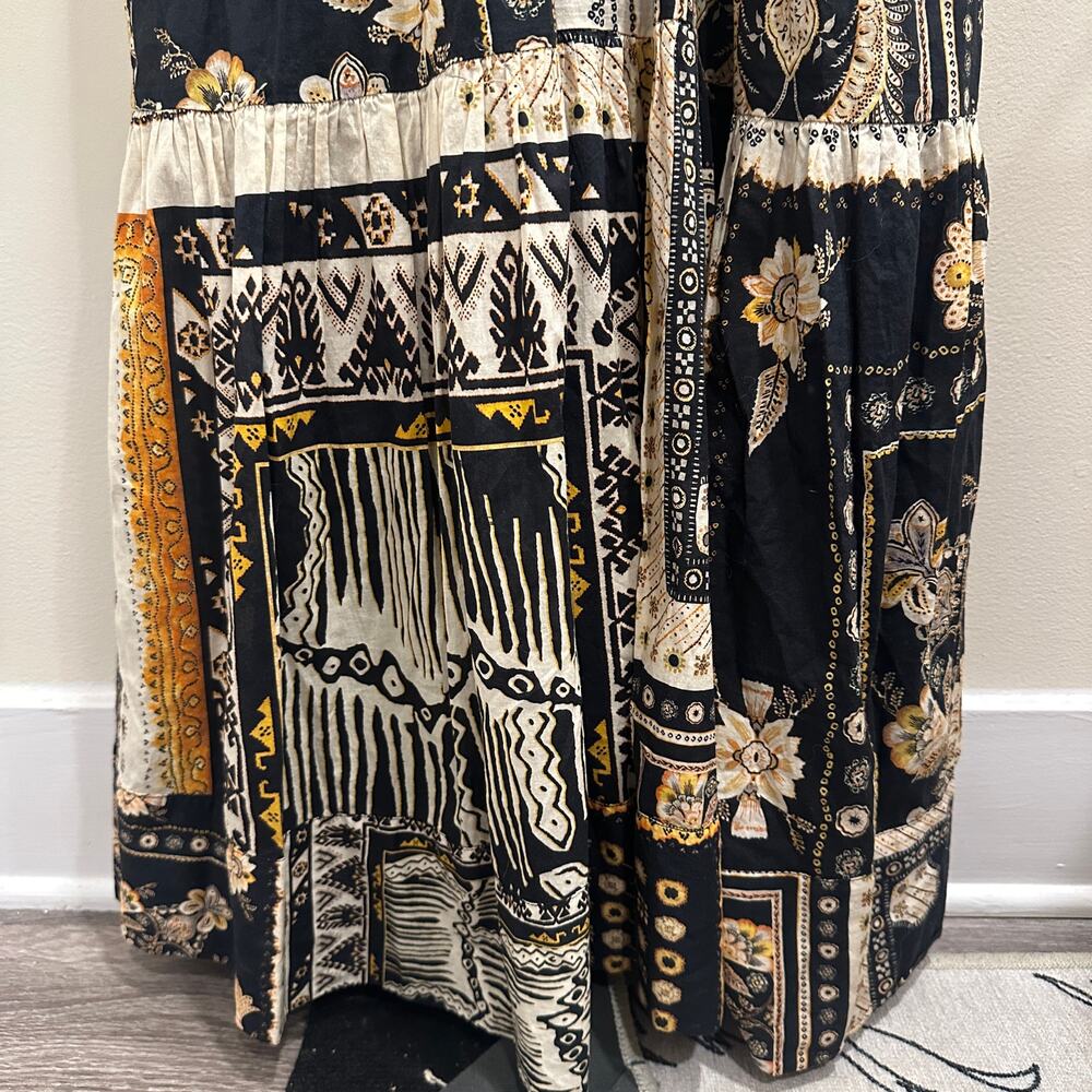 Isabel Marant Etoile Sabba Strappy Bandana Print Midi Dress‎ Black Ochre Size 10 - Picture 9 of 12